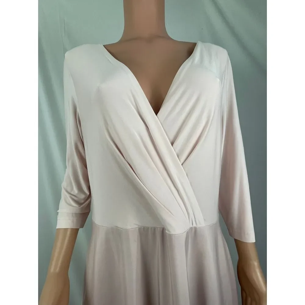 Alfred Sung size XL soft mauve ballet pink v neck fit & flare dress, ballet core - Picture 4 of 12